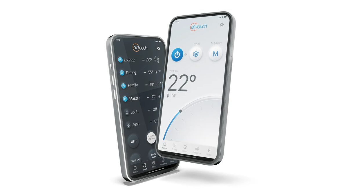 Controlling ducted air conditioning zones from the AirTouch smartphone app