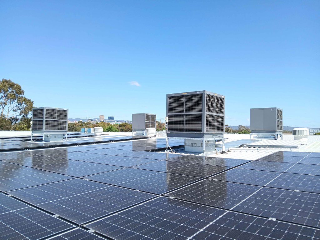 Braemar RP Series commercial evaporative cooling units on a roof