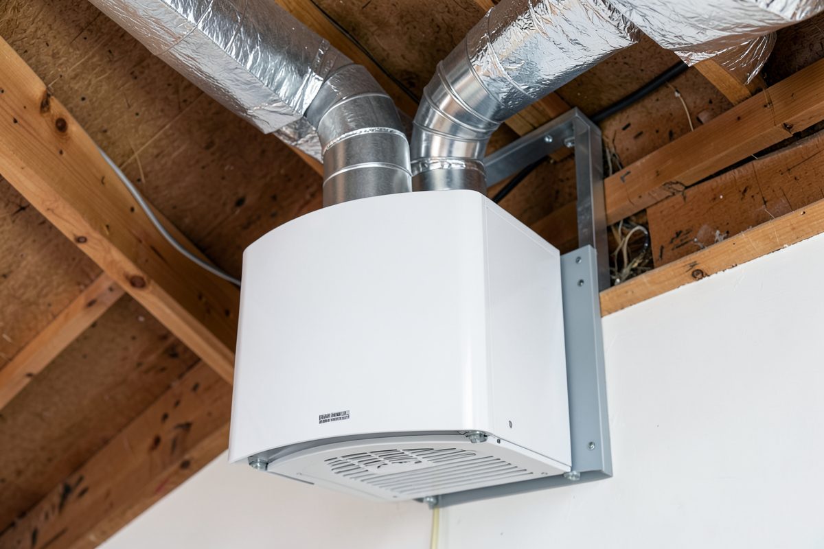 Brivis gas ducted heating unit installed in a Melbourne home roof space