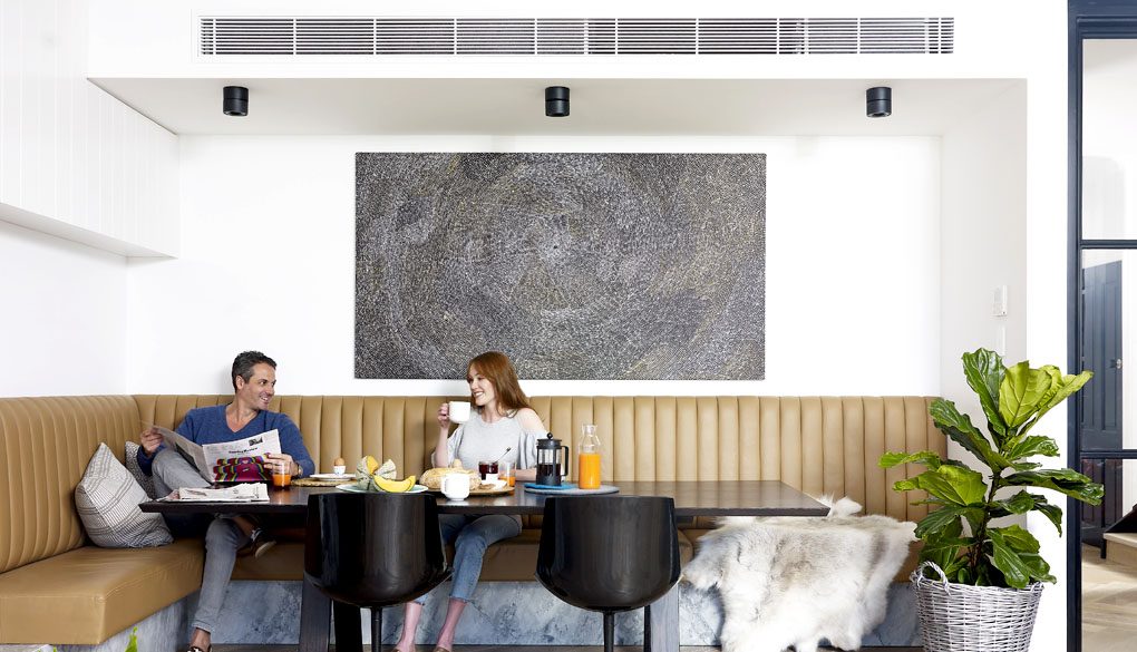 Daikin ducted reverse cycle system with a discreet ceiling diffuser in a modern Melbourne home