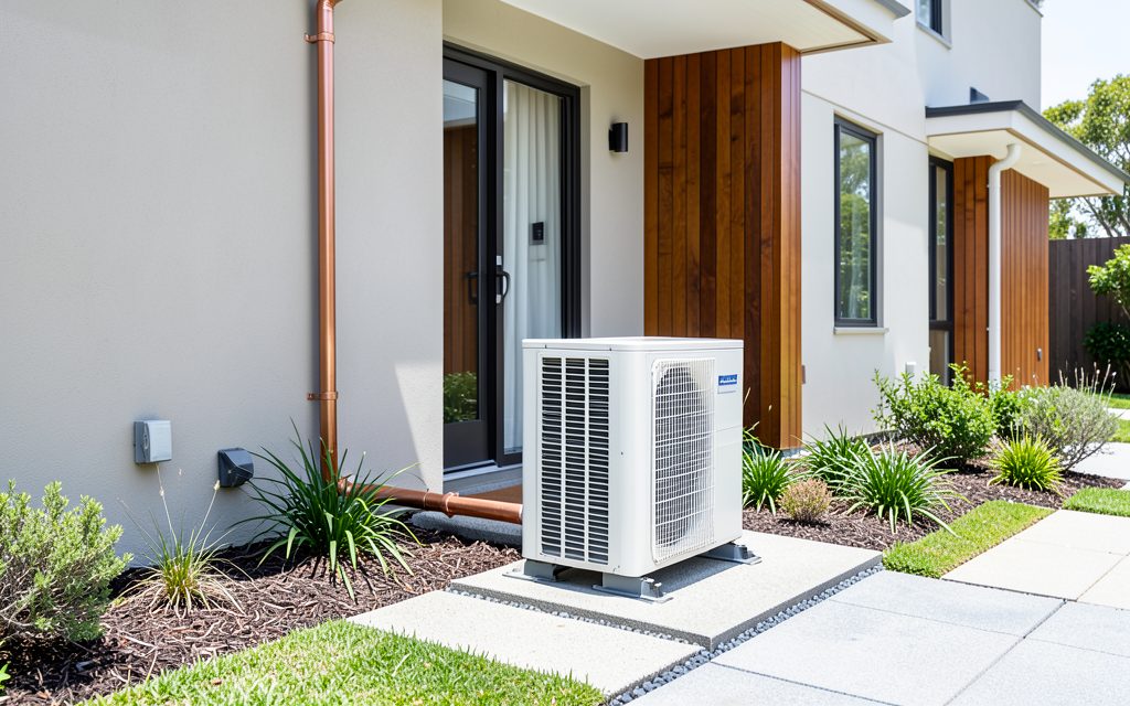 Daikin ducted outdoor condenser installed beside a premium Melbourne home