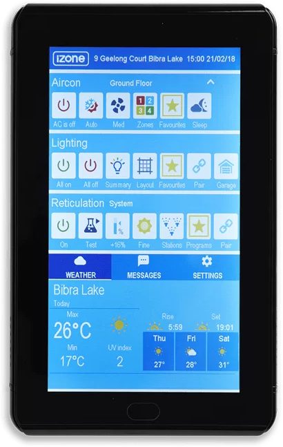 iZone Nexus+ touchscreen controller for air conditioning and home automation
