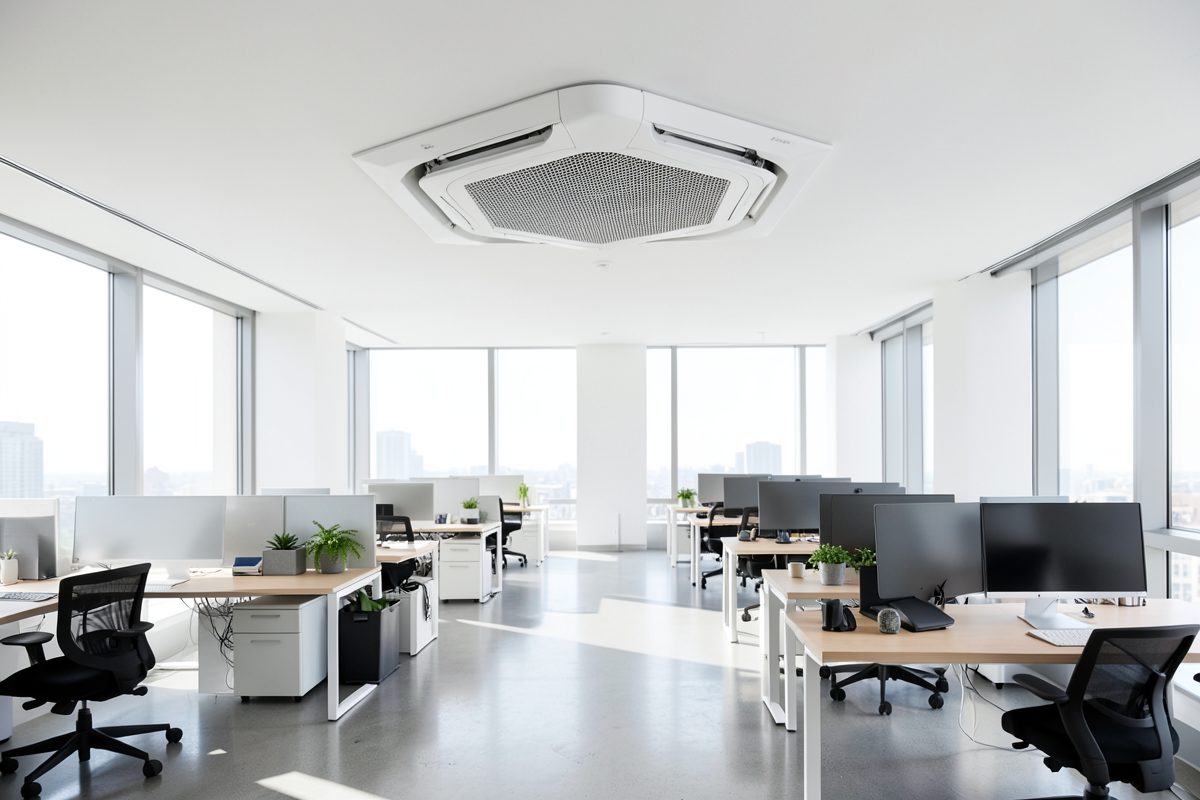 Daikin VRV ceiling cassette in a modern Melbourne office