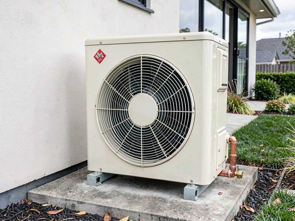 Mitsubishi Electric Mr Slim outdoor condenser unit installed beside a Melbourne home