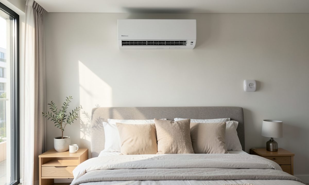 Mitsubishi Electric multi split indoor head in a quiet Melbourne bedroom