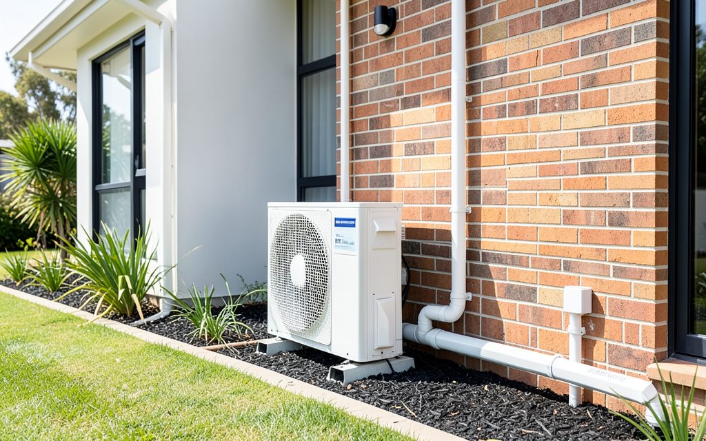 Split system air conditioner outdoor condensers installed neatly beside a Melbourne home