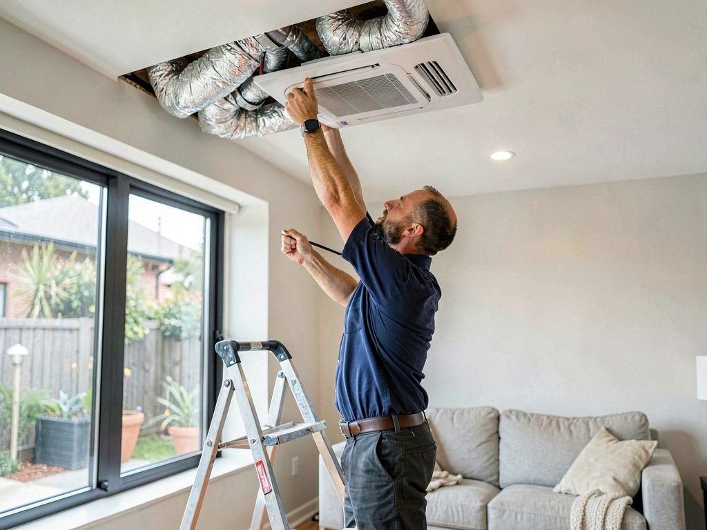 Reverse cycle ducted air conditioning installation in a Melbourne home