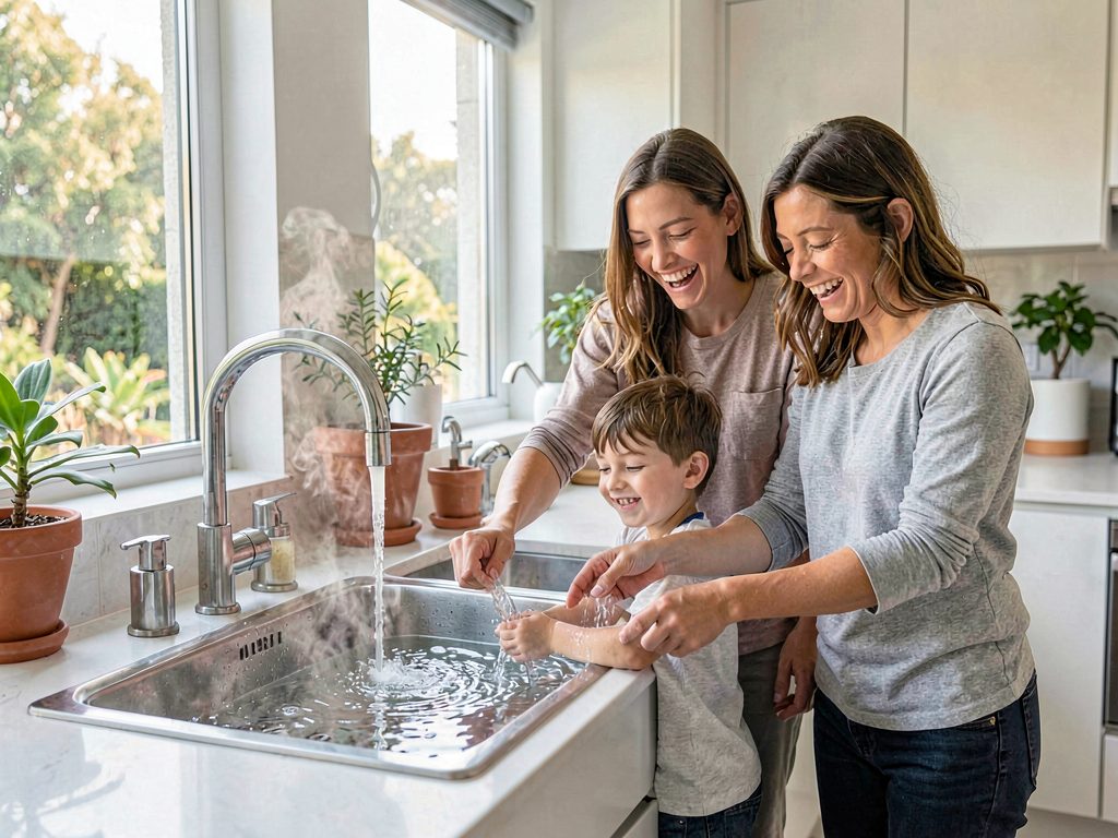 Family enjoying reliable hot water in a modern Melbourne home