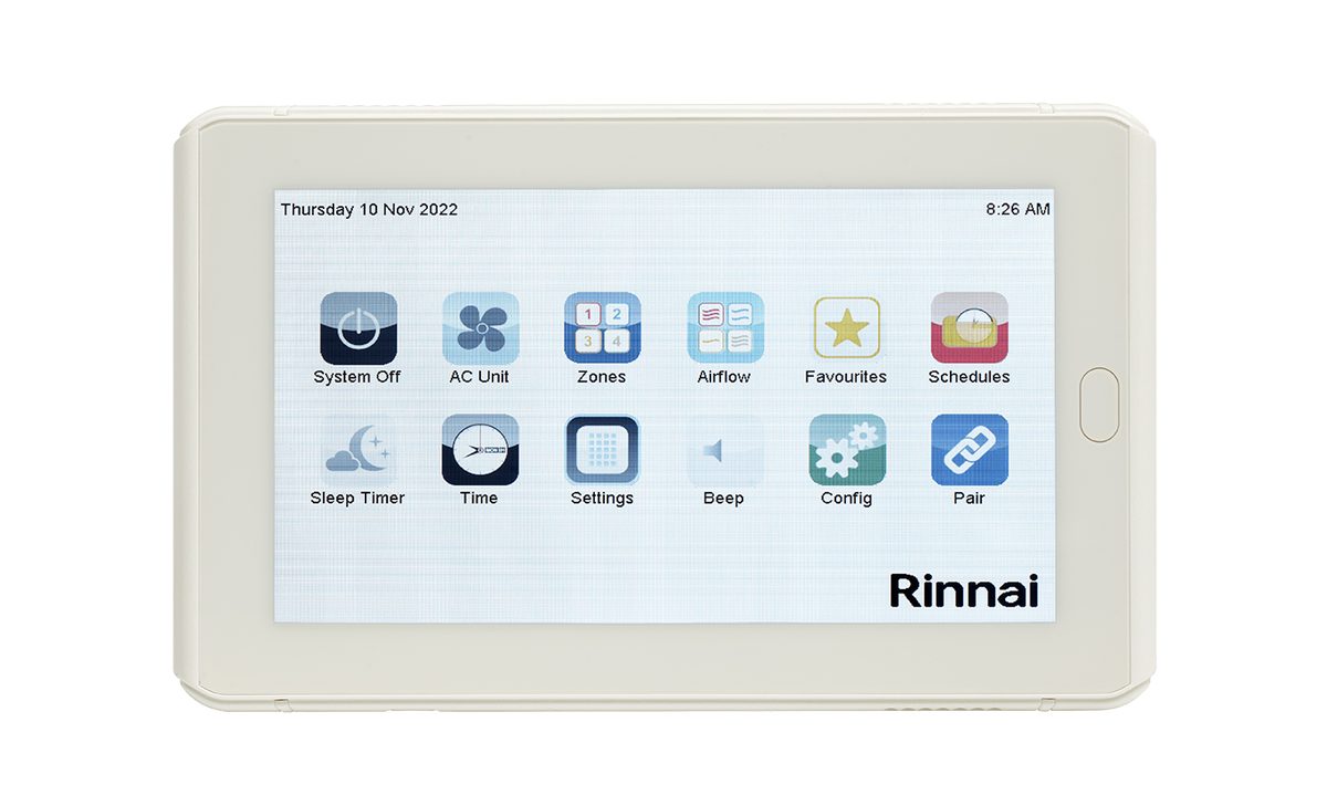 Rinnai Home wired touchscreen controller with zones and schedules